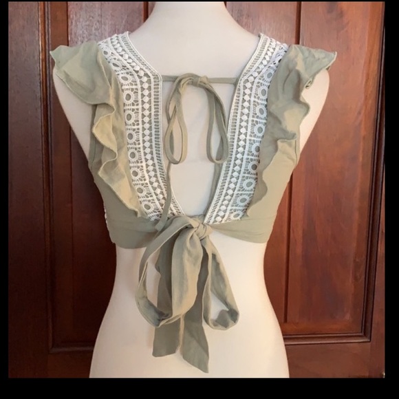 Lace & Tie Crop Top - Picture 2 of 8